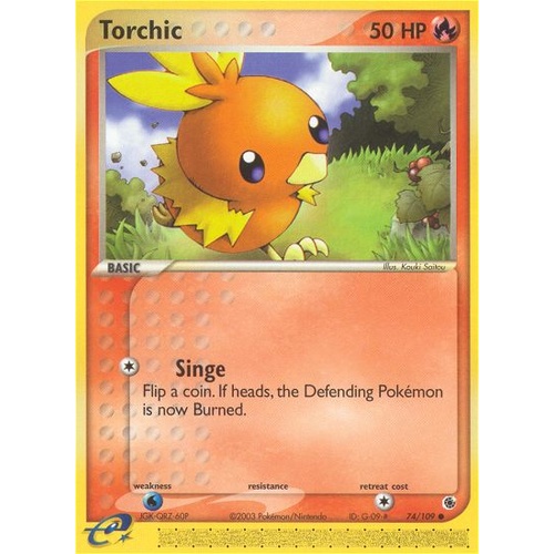 Torchic 74/109 EX Ruby and Sapphire Common Pokemon Card NEAR MINT TCG