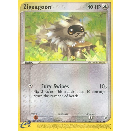 Zigzagoon 79/109 EX Ruby and Sapphire Common Pokemon Card NEAR MINT TCG
