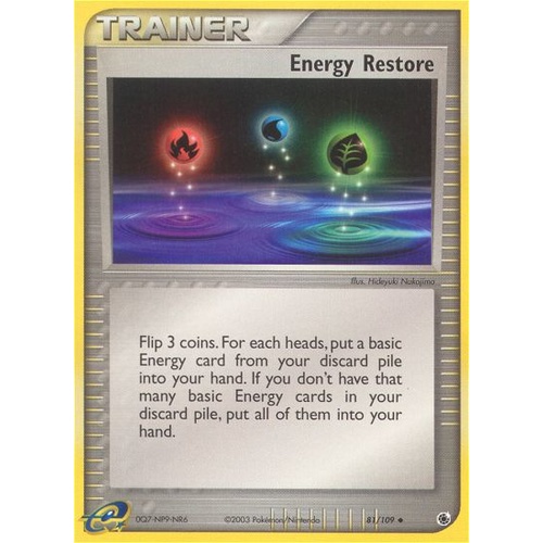 Energy Restore 81/109 EX Ruby and Sapphire Uncommon Trainer Pokemon Card NEAR MINT TCG
