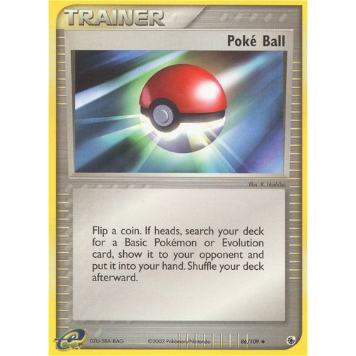 Poke Ball 86/109 EX Ruby and Sapphire Uncommon Trainer Pokemon Card NEAR MINT TCG