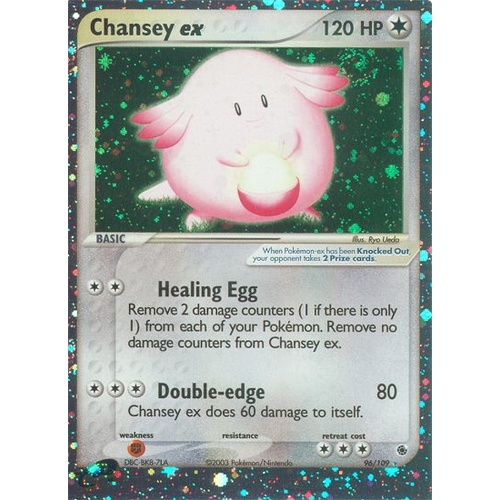 Chansey EX 96/109 EX Ruby and Sapphire Holo Ultra Rare Pokemon Card NEAR MINT TCG