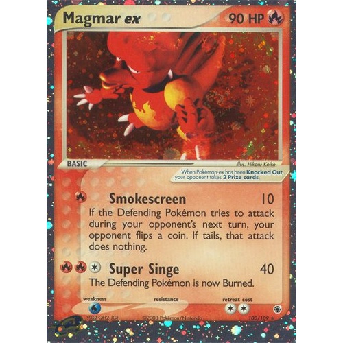 Magmar EX 100/109 EX Ruby and Sapphire Holo Ultra Rare Pokemon Card NEAR MINT TCG