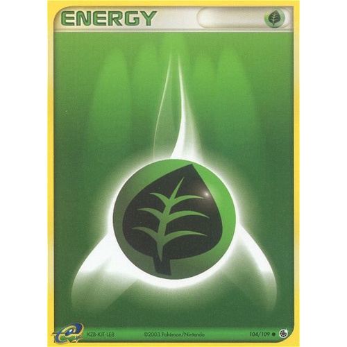 Grass Energy 104/109 EX Ruby and Sapphire Common Pokemon Card NEAR MINT TCG