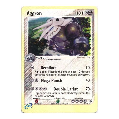 Aggron 1/109 EX Ruby and Sapphire Reverse Holo Rare Pokemon Card NEAR MINT TCG