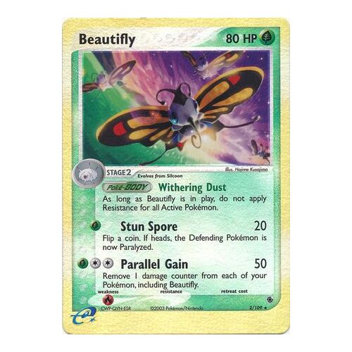 Beautifly 2/109 EX Ruby and Sapphire Reverse Holo Rare Pokemon Card NEAR MINT TCG