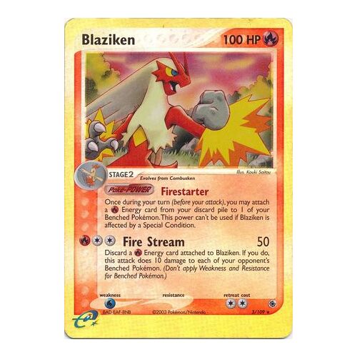 Blaziken 3/109 EX Ruby and Sapphire Reverse Holo Rare Pokemon Card NEAR MINT TCG