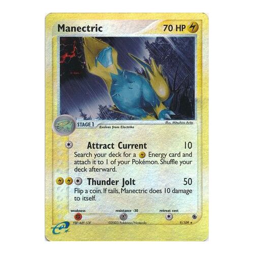 Manectric 9/109 EX Ruby and Sapphire Reverse Holo Rare Pokemon Card NEAR MINT TCG