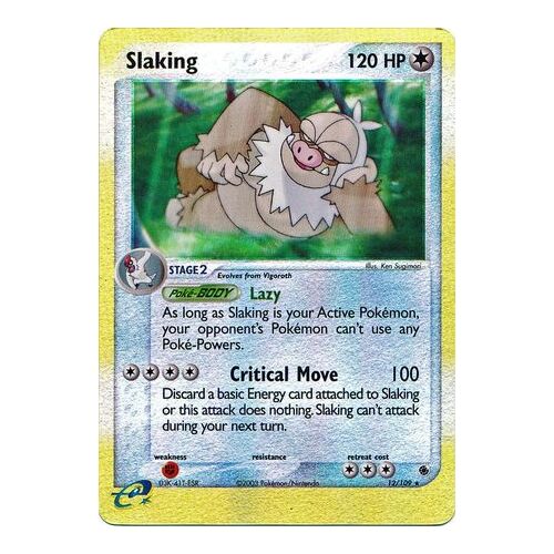 Slaking 12/109 EX Ruby and Sapphire Reverse Holo Rare Pokemon Card NEAR MINT TCG