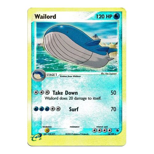 Wailord 14/109 EX Ruby and Sapphire Reverse Holo Rare Pokemon Card NEAR MINT TCG