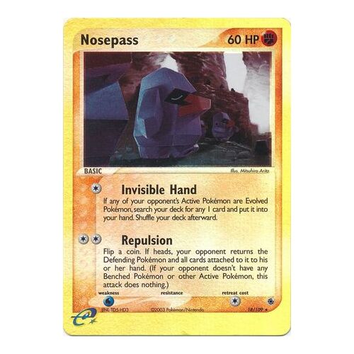 Nosepass 18/109 EX Ruby and SapphireReverse Holo  Rare Pokemon Card NEAR MINT TCG