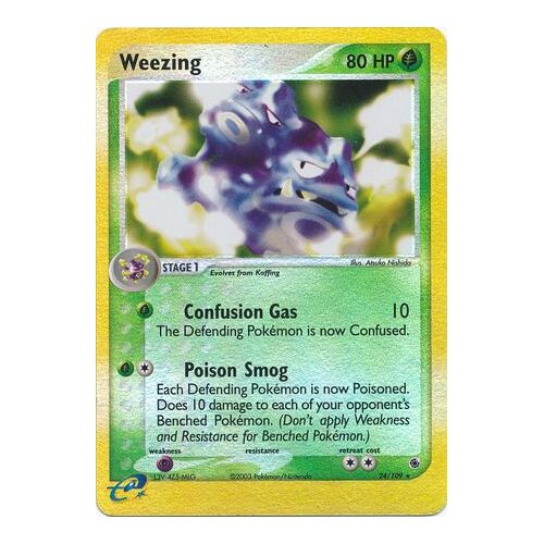 Weezing 24/109 EX Ruby and Sapphire Reverse Holo Rare Pokemon Card NEAR MINT TCG