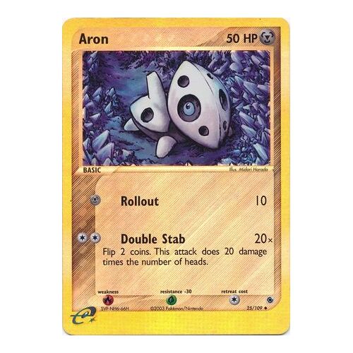 Aron 25/109 EX Ruby and Sapphire Reverse Holo Uncommon Pokemon Card NEAR MINT TCG