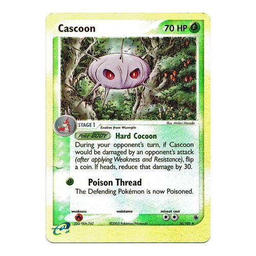 Cascoon 26/109 EX Ruby and Sapphire Reverse Holo Uncommon Pokemon Card NEAR MINT TCG