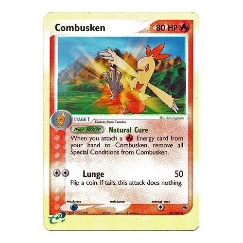 Combusken 28/109 EX Ruby and Sapphire Reverse Holo Uncommon Pokemon Card NEAR MINT TCG