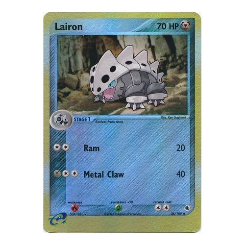 Lairon 36/109 EX Ruby and Sapphire Reverse Holo Uncommon Pokemon Card NEAR MINT TCG