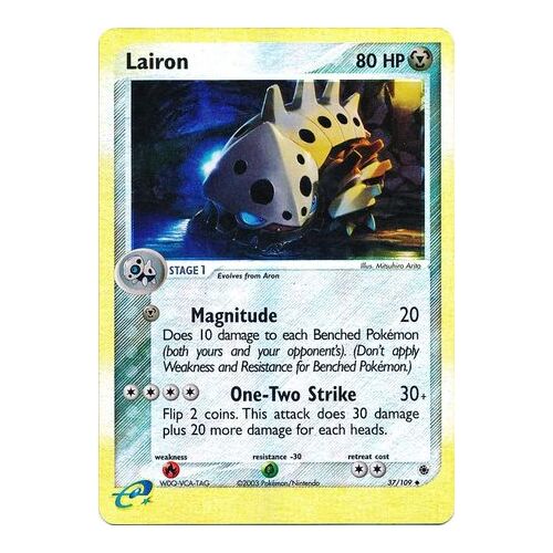 Lairon 37/109 EX Ruby and Sapphire Reverse Holo Uncommon Pokemon Card NEAR MINT TCG