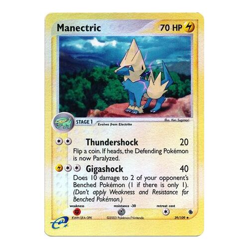 Manectric 39/109 EX Ruby and Sapphire Reverse Holo Uncommon Pokemon Card NEAR MINT TCG