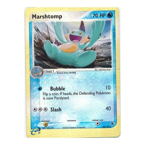 Marshtomp 40/109 EX Ruby and Sapphire Reverse Holo Uncommon Pokemon Card NEAR MINT TCG