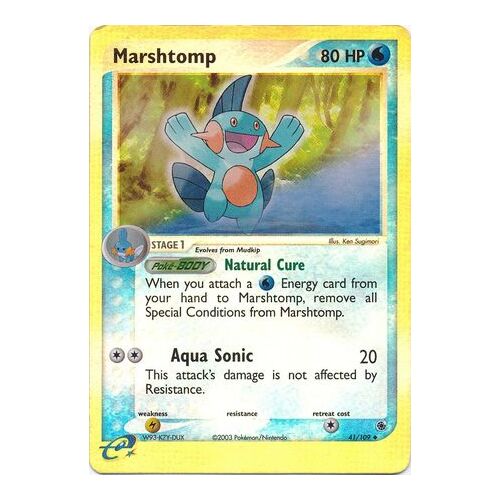 Marshtomp 41/109 EX Ruby and Sapphire Reverse Holo Uncommon Pokemon Card NEAR MINT TCG