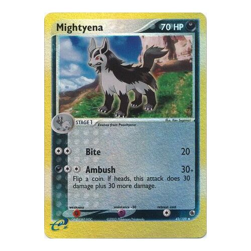 Mightyena 42/109 EX Ruby and Sapphire Reverse Holo Uncommon Pokemon Card NEAR MINT TCG