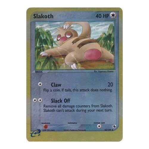 Slakoth 45/109 EX Ruby and Sapphire Reverse Holo Uncommon Pokemon Card NEAR MINT TCG