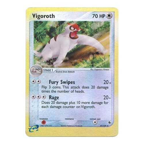 Vigoroth 47/109 EX Ruby and Sapphire Reverse Holo Uncommon Pokemon Card NEAR MINT TCG