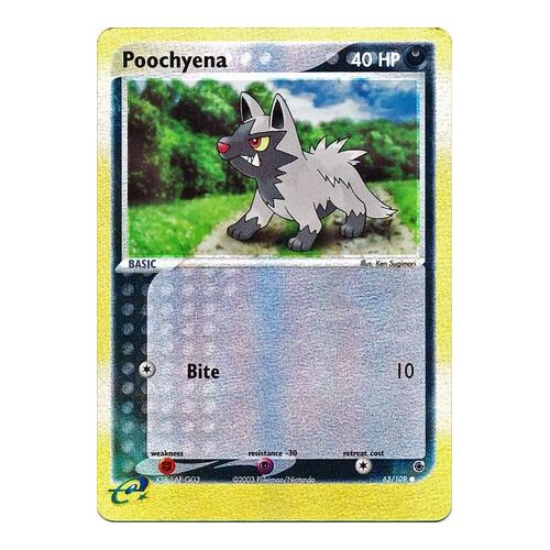 Poochyena 63/109 EX Ruby and Sapphire Reverse Holo Common Pokemon Card NEAR MINT TCG