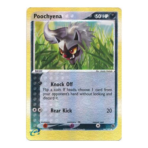 Poochyena 64/109 EX Ruby and Sapphire Reverse Holo Common Pokemon Card NEAR MINT TCG