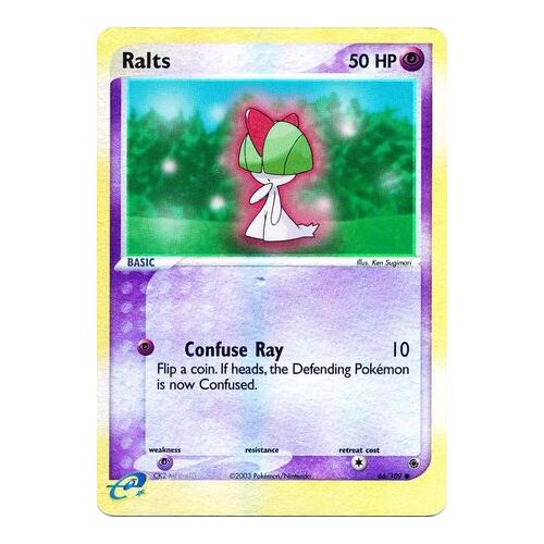 Ralts 66/109 EX Ruby and Sapphire Reverse Holo Common Pokemon Card NEAR MINT TCG