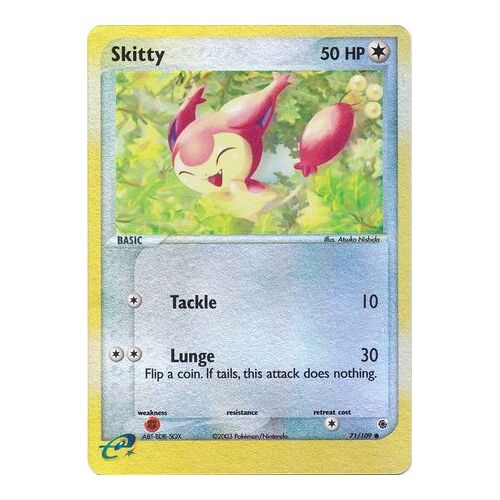 Skitty 71/109 EX Ruby and Sapphire Reverse Holo Common Pokemon Card NEAR MINT TCG