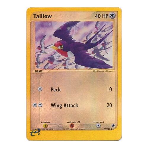 Taillow 72/109 EX Ruby and Sapphire Reverse Holo Common Pokemon Card NEAR MINT TCG