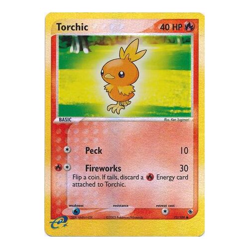 Torchic 73/109 EX Ruby and Sapphire Reverse Holo Common Pokemon Card NEAR MINT TCG