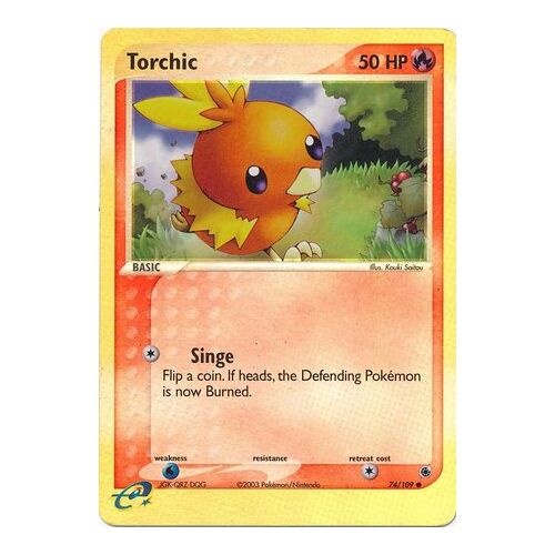 Torchic 74/109 EX Ruby and Sapphire Reverse Holo Common Pokemon Card NEAR MINT TCG