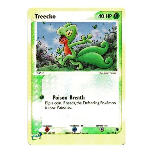 Treecko 75/109 EX Ruby and Sapphire Reverse Holo Common Pokemon Card NEAR MINT TCG