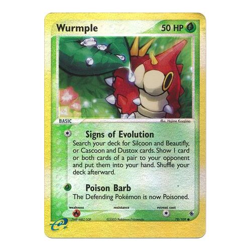 Wurmple 78/109 EX Ruby and Sapphire Reverse Holo Common Pokemon Card NEAR MINT TCG