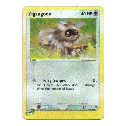 Zigzagoon 79/109 EX Ruby and Sapphire Reverse Holo Common Pokemon Card NEAR MINT TCG