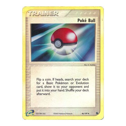 Poke Ball 86/109 EX Ruby and Sapphire Reverse Holo Uncommon Trainer Pokemon Card NEAR MINT TCG