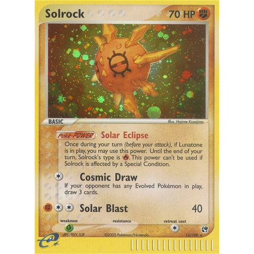 Solrock 13/100 EX Sandstorm Holo Rare Pokemon Card NEAR MINT TCG