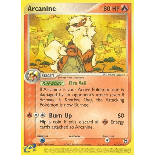 Arcanine 15/100 EX Sandstorm Rare Pokemon Card NEAR MINT TCG