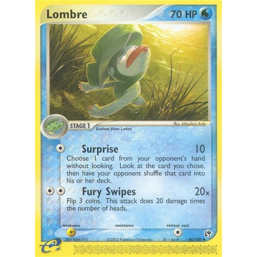 Lombre 46/100 EX Sandstorm Uncommon Pokemon Card NEAR MINT TCG