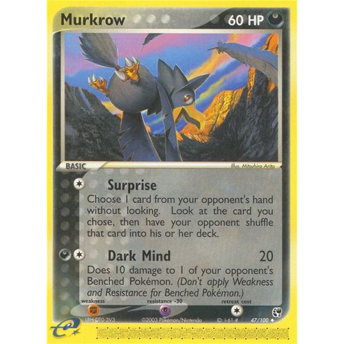 Murkrow 47/100 EX Sandstorm Uncommon Pokemon Card NEAR MINT TCG
