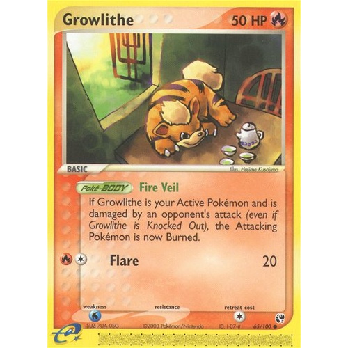 Growlithe 65/100 EX Sandstorm Common Pokemon Card NEAR MINT TCG