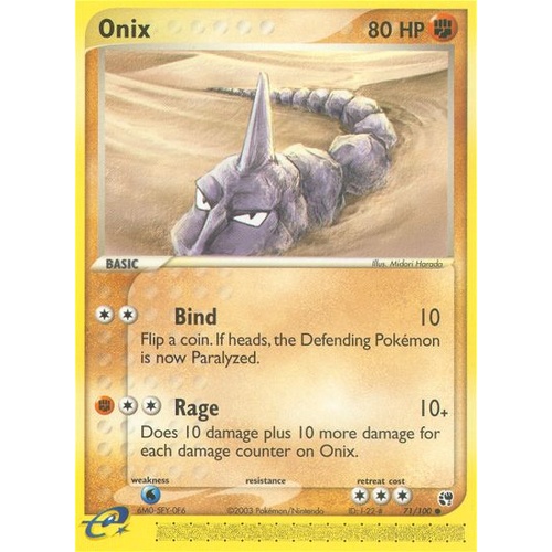Onix 71/100 EX Sandstorm Common Pokemon Card NEAR MINT TCG