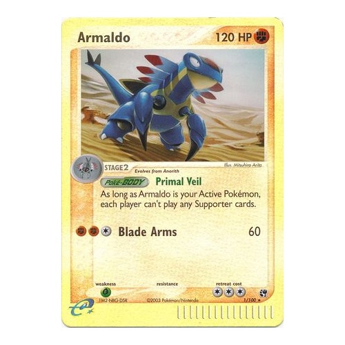 Armaldo 1/100 EX Sandstorm Reverse Holo Rare Pokemon Card NEAR MINT TCG
