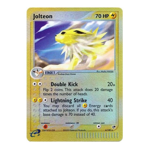 Jolteon 6/100 EX Sandstorm Reverse Holo Rare Pokemon Card NEAR MINT TCG