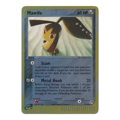 Mawile 9/100 EX Sandstorm Reverse Holo Rare Pokemon Card NEAR MINT TCG