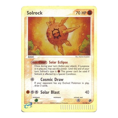 Solrock 13/100 EX Sandstorm Reverse Holo Rare Pokemon Card NEAR MINT TCG