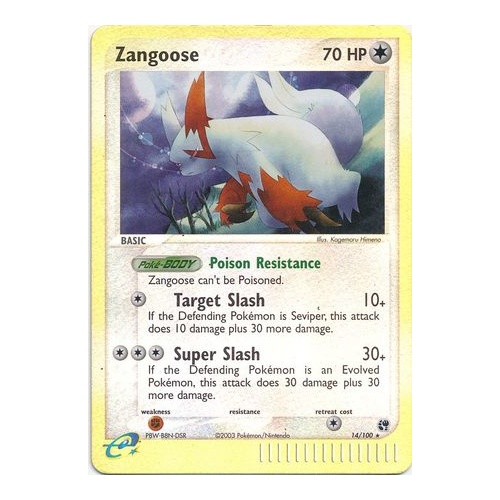 Zangoose 14/100 EX Sandstorm Reverse Holo Rare Pokemon Card NEAR MINT TCG