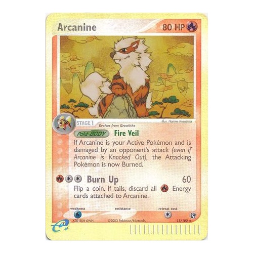 Arcanine 15/100 EX Sandstorm Reverse Holo Rare Pokemon Card NEAR MINT TCG