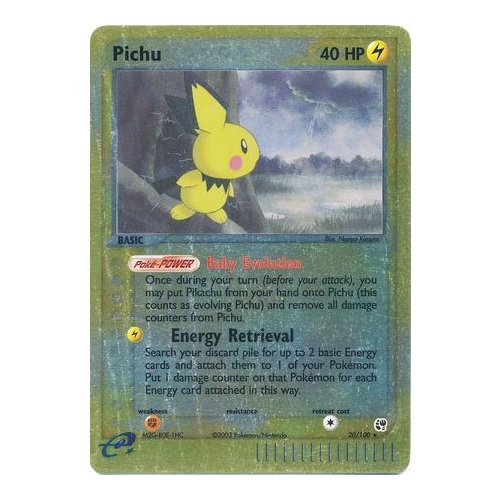 Pichu 20/100 EX Sandstorm Reverse Holo Rare Pokemon Card NEAR MINT TCG